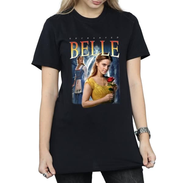 Disney Dam/Tjej Skönheten och odjuret Belle Montage Boyfriend T-shirt i bomull