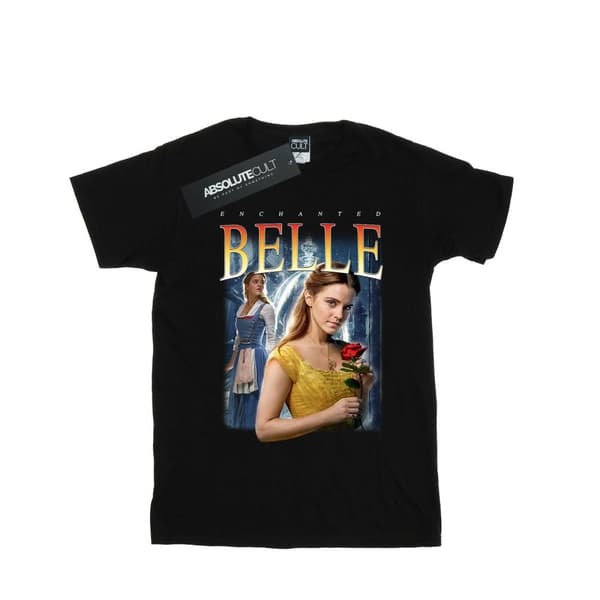 Disney Womens/Ladies Beauty And The Beast Belle Montage Cotton Boyfriend T-Shirt Black S