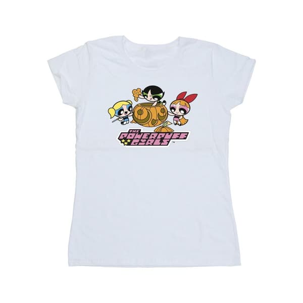 The Powerpuff Girls Dam/Tjej T-shirt i bomull med pumpa för flickor White M