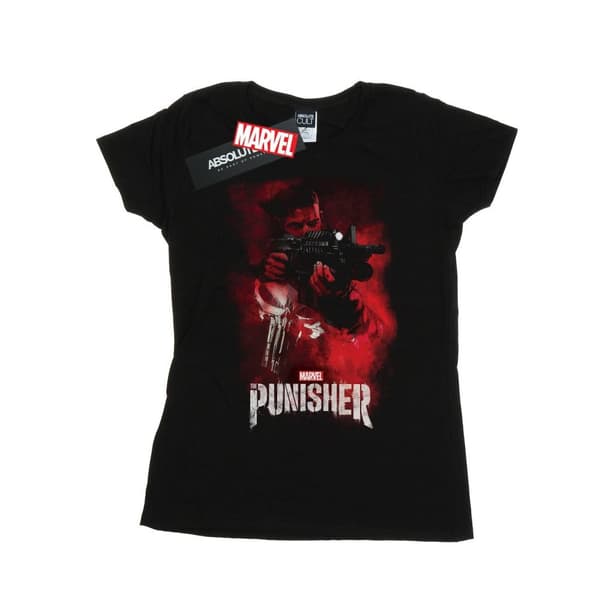 Marvel Womens/Ladies The Punisher TV Series Red Smoke Cotton T-Shirt