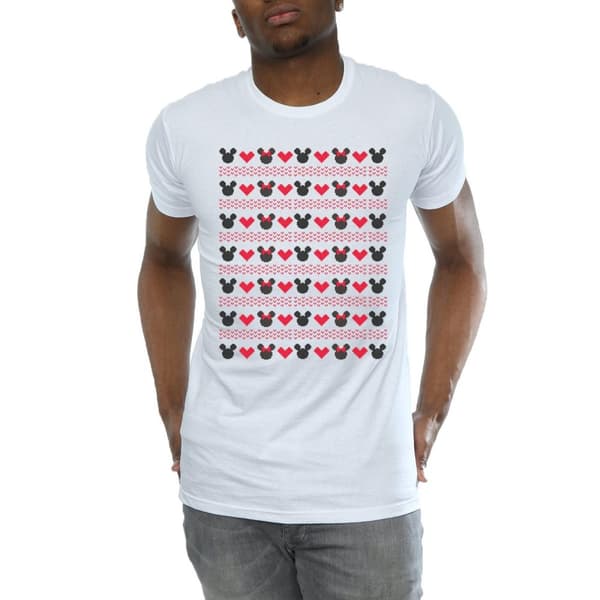 Disney Mens Mickey And Minnie Christmas Hearts T-shirt
