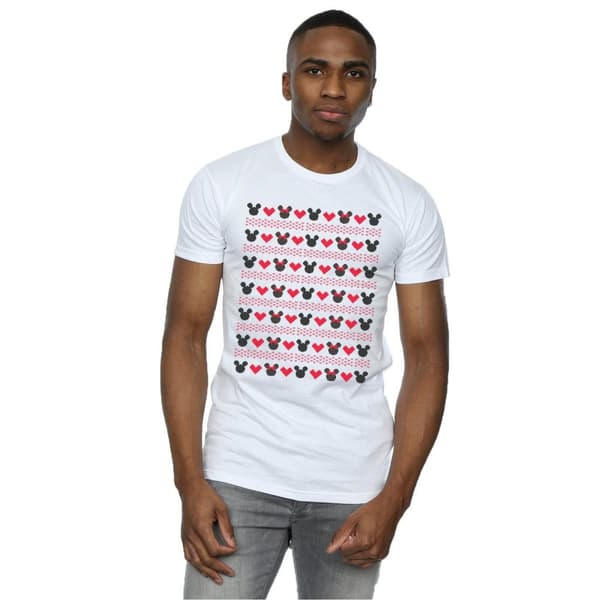 Disney Mens Mickey And Minnie Christmas Hearts T-shirt