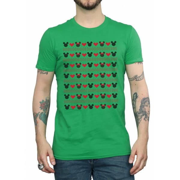 Disney Mens Mickey And Minnie Christmas Hearts T-shirt