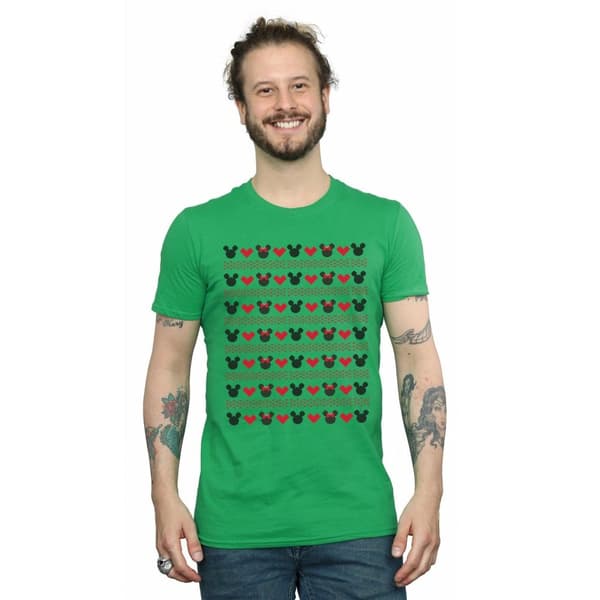 Disney Mens Mickey And Minnie Christmas Hearts T-shirt