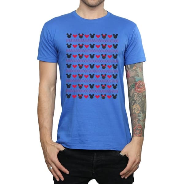 Disney Mens Mickey And Minnie Christmas Hearts T-shirt