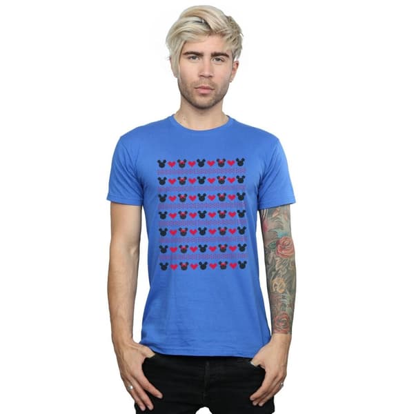 Disney Mens Mickey And Minnie Christmas Hearts T-shirt