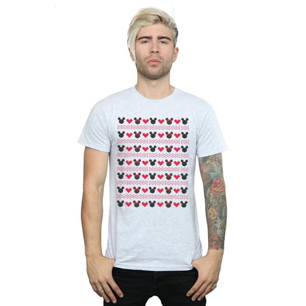 Disney Mens Mickey And Minnie Christmas Hearts T-shirt
