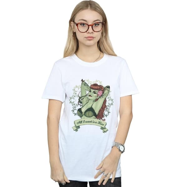 DC Comics Womens/Ladies Poison Ivy All I want Is A Kiss Cotton Boyfriend T-Shirt