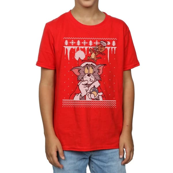 Tom And Jerry Fair Isle-t-shirt med julmotiv för pojkar