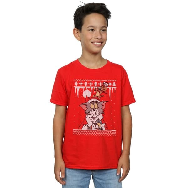Tom And Jerry Fair Isle-t-shirt med julmotiv för pojkar