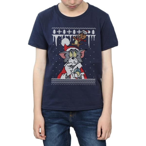 Tom And Jerry Boys Christmas Fair Isle T-Shirt