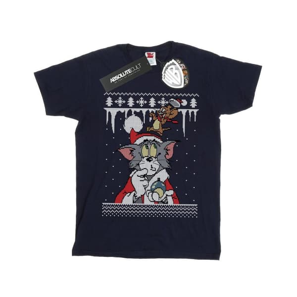 Tom And Jerry Boys Christmas Fair Isle T-Shirt
