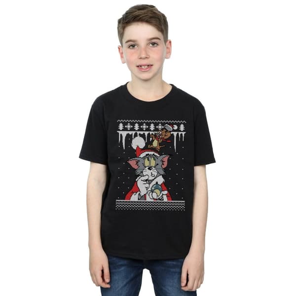 Tom And Jerry Fair Isle-t-shirt med julmotiv för pojkar