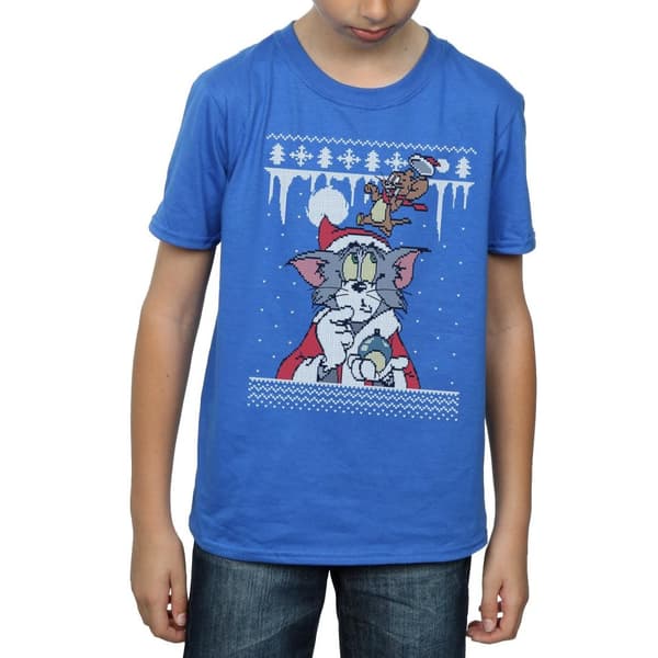 Tom And Jerry Boys Christmas Fair Isle T-Shirt