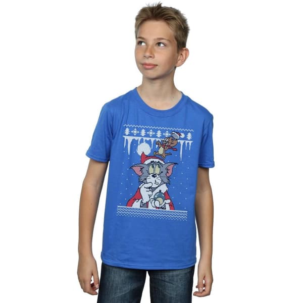 Tom And Jerry Boys Christmas Fair Isle T-Shirt