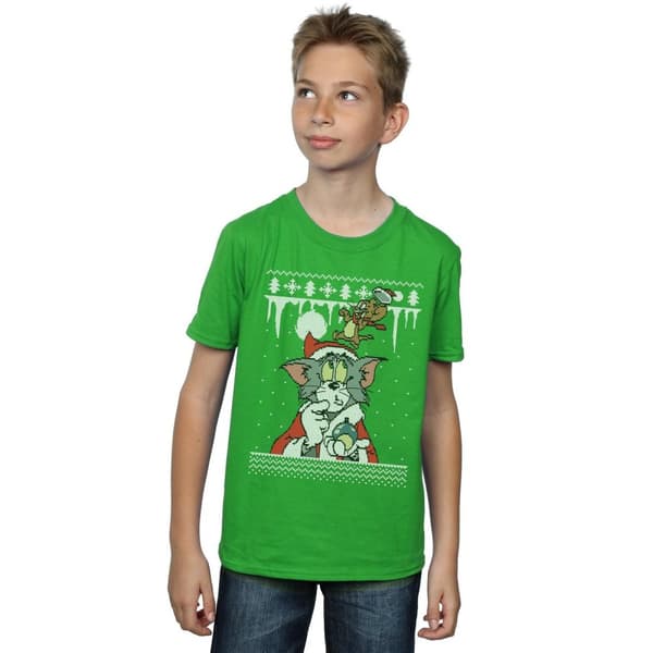 Tom And Jerry Boys Christmas Fair Isle T-Shirt