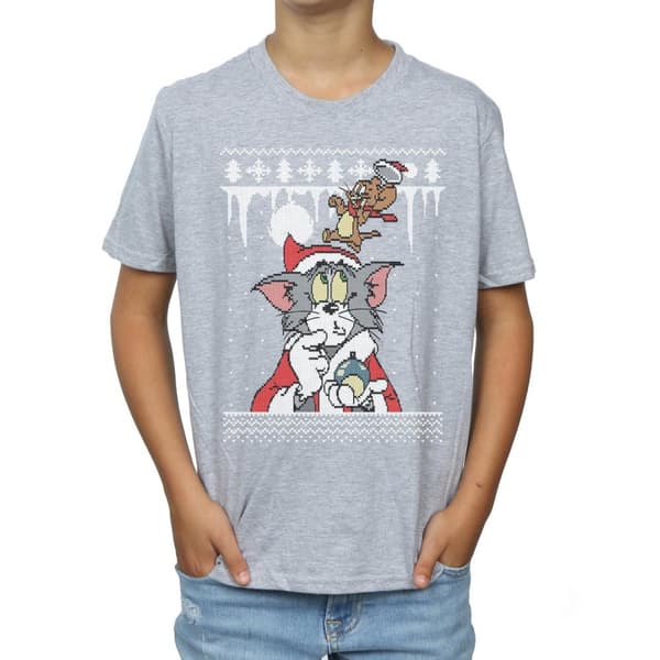 Tom And Jerry Boys Christmas Fair Isle T-Shirt