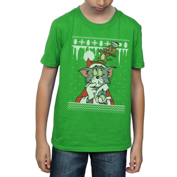 Tom And Jerry Boys Christmas Fair Isle T-Shirt
