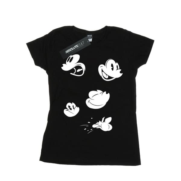 Disney Womens/Ladies Mickey Mouse Faces Cotton T-Shirt Black L