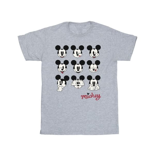 Disney T-shirt i bomull med Musse Piggs många ansikten Sports Grey 3-4 Years