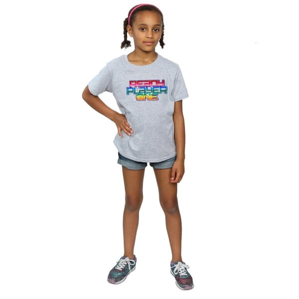 Ready Player One Girls Rainbow Logo Cotton T-Shirt