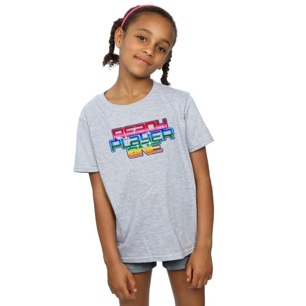 Ready Player One Girls Rainbow Logo Cotton T-Shirt