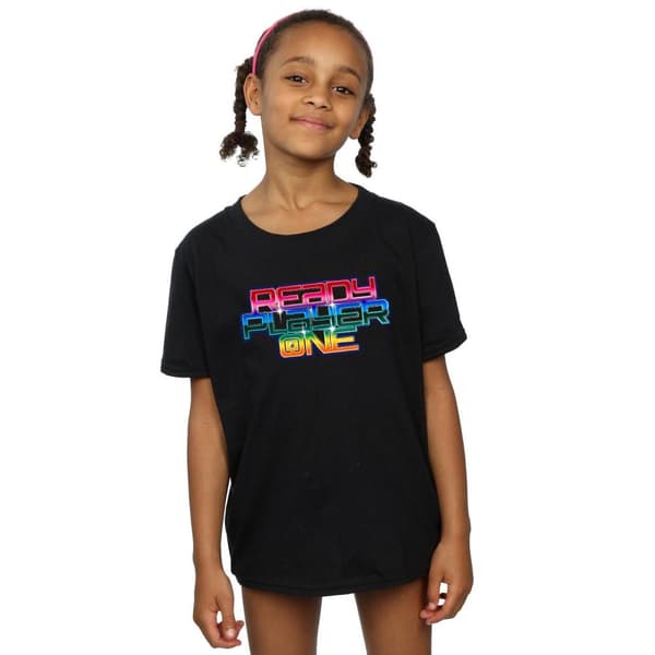 Ready Player One Girls Rainbow Logo Cotton T-Shirt