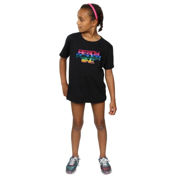 Ready Player One Girls Rainbow Logo Cotton T-Shirt