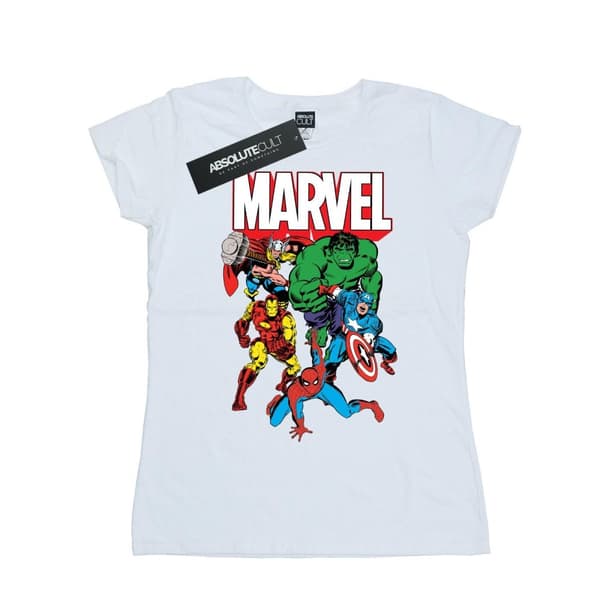 Marvel T-shirt i bomull med hjältegrupp för damer/damer