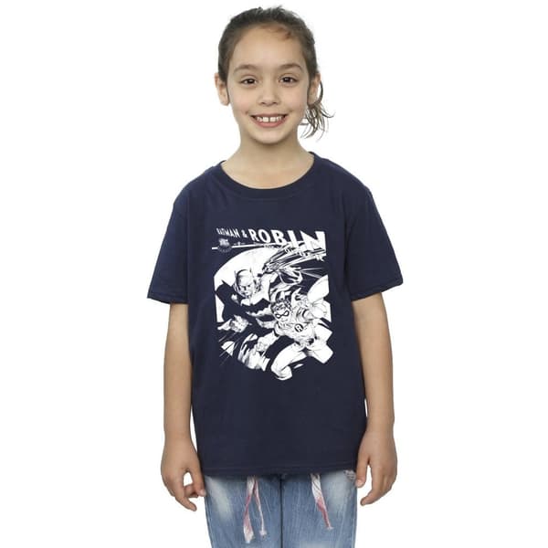 DC Comics T-shirt i bomull för flickor med Batman och Boy Wonder
