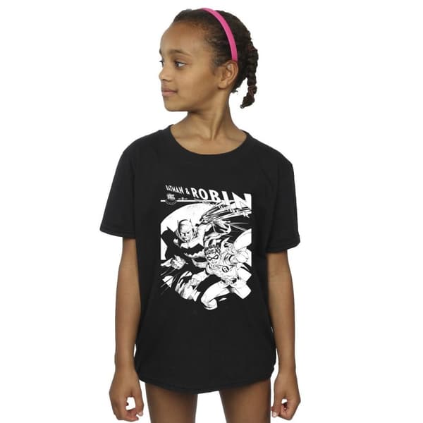 DC Comics T-shirt i bomull för flickor med Batman och Boy Wonder