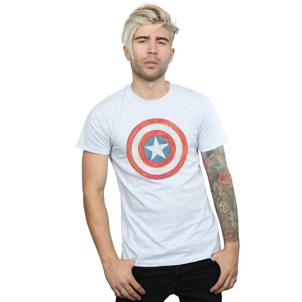 Marvel Mens Captain America Sketched Shield T-Shirt