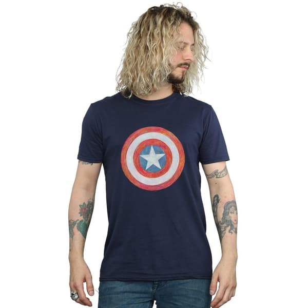 Marvel Mens Captain America Sketched Shield T-Shirt