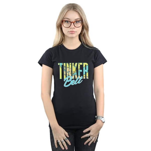 Disney Womens/Ladies Tinker Bell Wording Infill Cotton T-Shirt