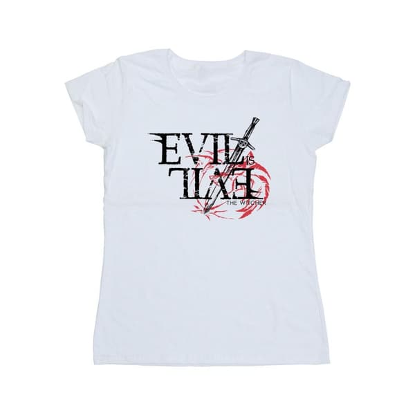 Netflix Dam/Tjej The Witcher - Evil Is Evil - Bomulls-T-shirt