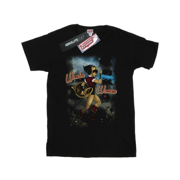 DC Comics Womens/Ladies Wonder Woman Bombshell Cover Cotton Boyfriend T-Shirt Black XXL