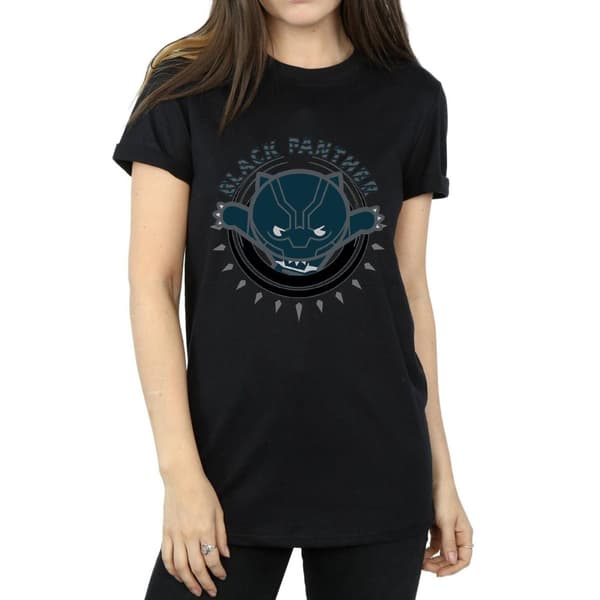 Marvel Dam/kvinnor Kawaii Black Panther Pounce Boyfriend T-shirt i bomull