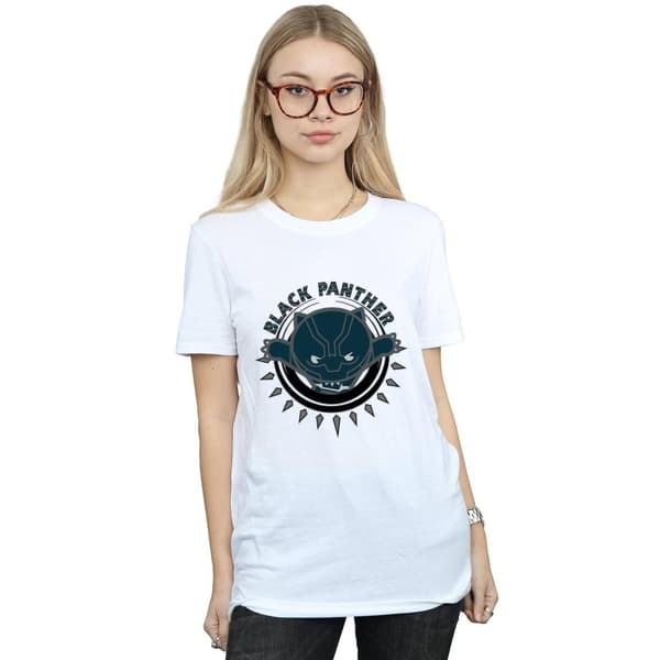 Marvel Dam/kvinnor Kawaii Black Panther Pounce Boyfriend T-shirt i bomull