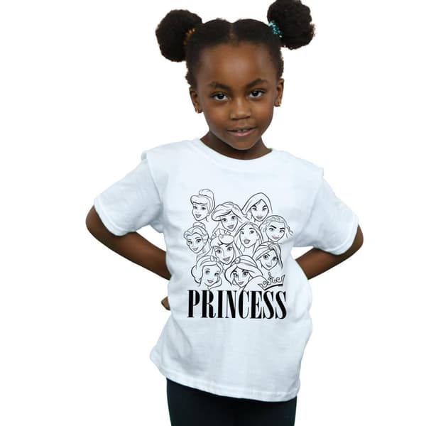 Disney Girls Princess Multi Faces Cotton T-Shirt