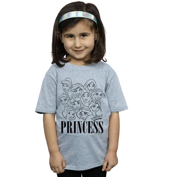 Disney Girls Princess Multi Faces Cotton T-Shirt