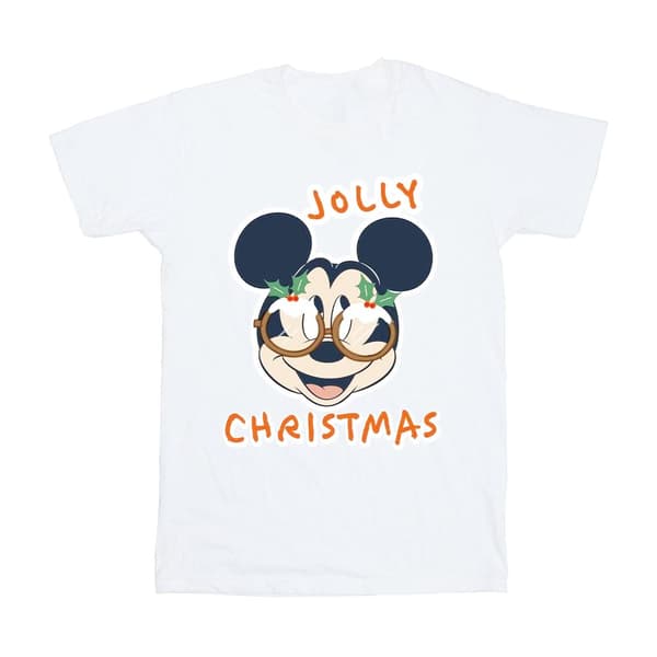 Disney Girls Mickey Mouse Jolly Christmas Glasses Cotton T-Shirt