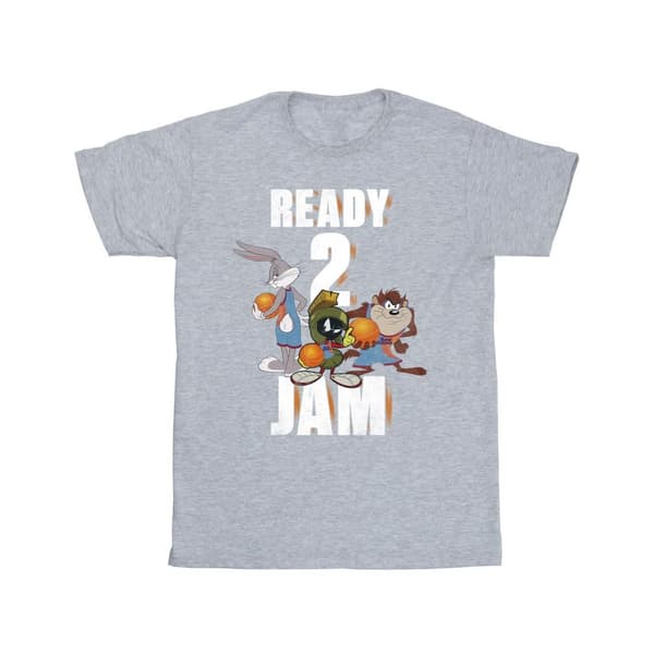Space Jam: A New Legacy T-shirt i bomull för flickor Ready 2 Jam Sports Grey 5-6 Years