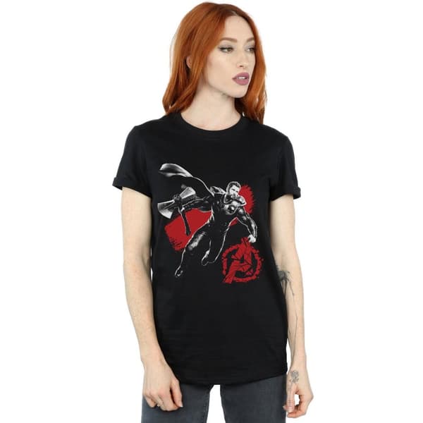 Marvel Womens/Ladies Avengers Endgame Mono Thor Cotton Boyfriend T-Shirt