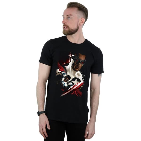 Marvel Mens Captain America Sam Wilson Portrait T-Shirt