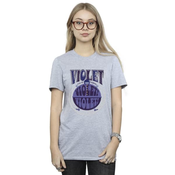 Willy Wonka Dam/Tjej Violet Turning Violet Boyfriend T-shirt i bomull