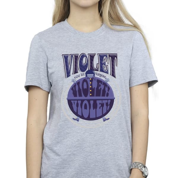 Willy Wonka Dam/Tjej Violet Turning Violet Boyfriend T-shirt i bomull