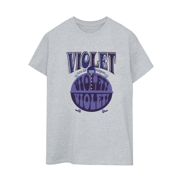 Willy Wonka Dam/Tjej Violet Turning Violet Boyfriend T-shirt i bomull