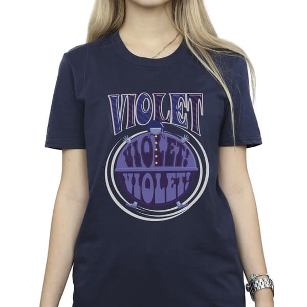 Willy Wonka Dam/Tjej Violet Turning Violet Boyfriend T-shirt i bomull