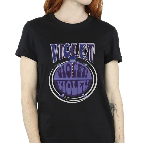 Willy Wonka Dam/Tjej Violet Turning Violet Boyfriend T-shirt i bomull