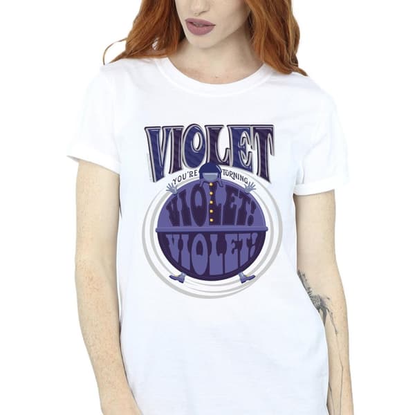 Willy Wonka Dam/Tjej Violet Turning Violet Boyfriend T-shirt i bomull